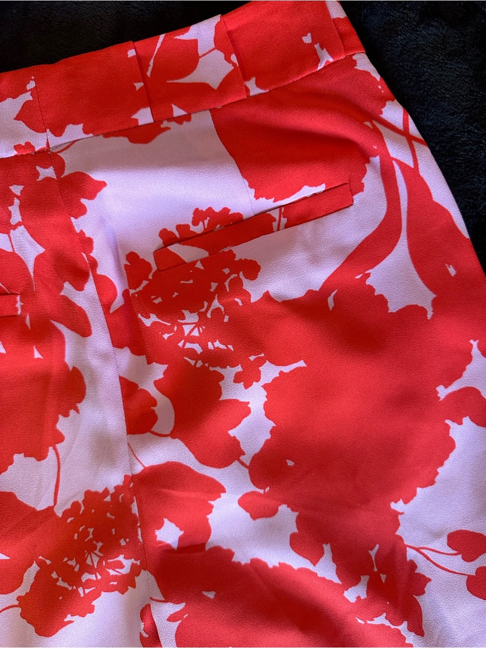 Halogen x Atlantic-Pacific Floral Wide Leg Pants Pink Red High Rise Size 4 - Picture 12 of 13